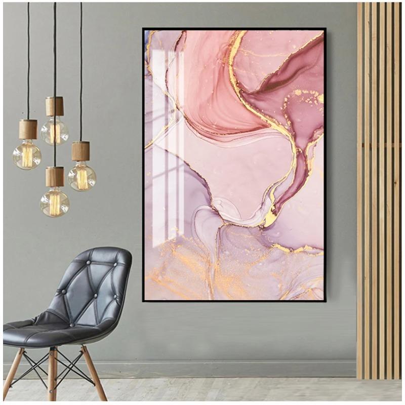 Nordic Colorful Golden Scandinavian Modern Abstract Canvas Painting Wall Art Print Pictures for Living Room Home Decor