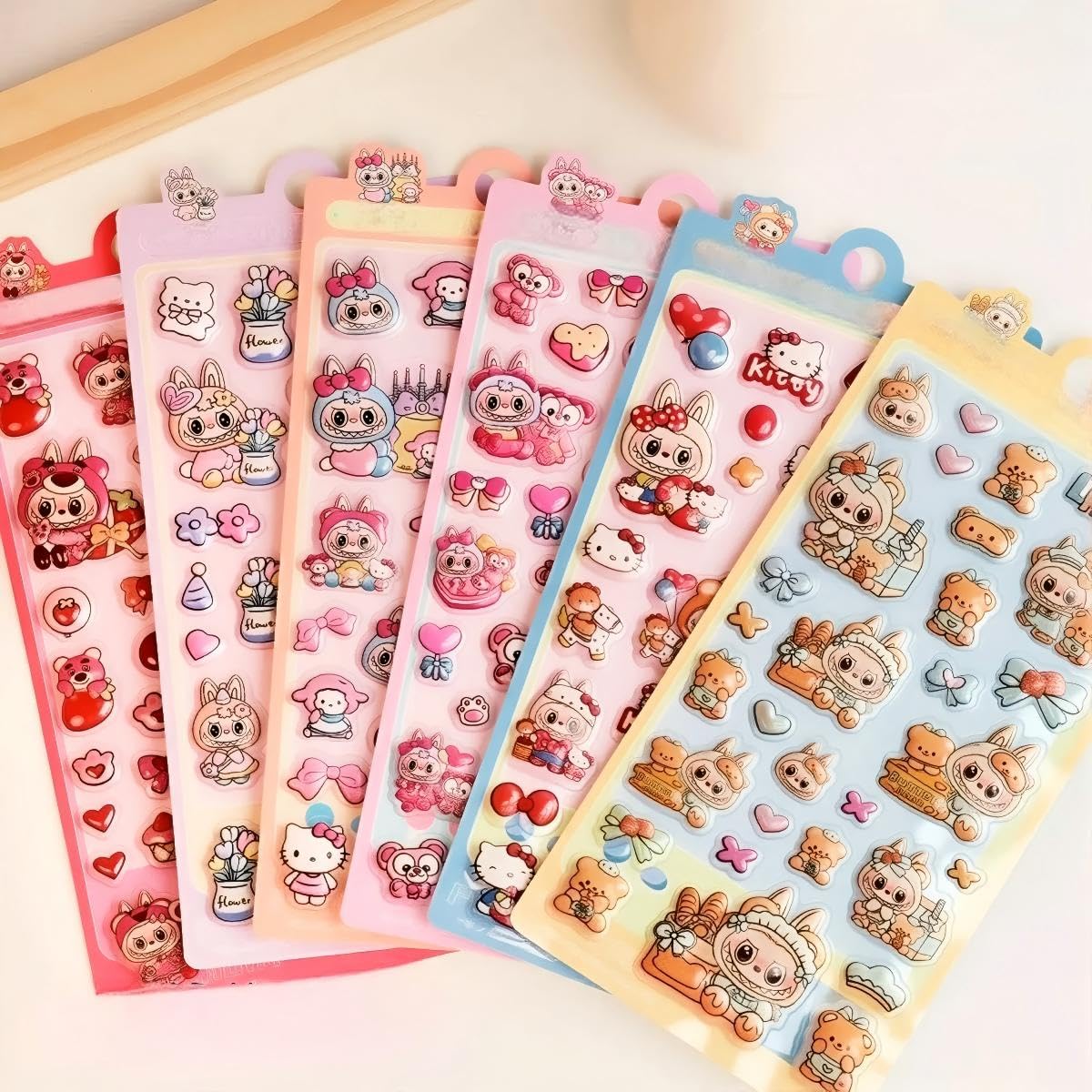 

Ninrikidy 6-Piece 3D Stickers Cute Stylish Removable Phone Notebook Diary Craft Decorations Set B