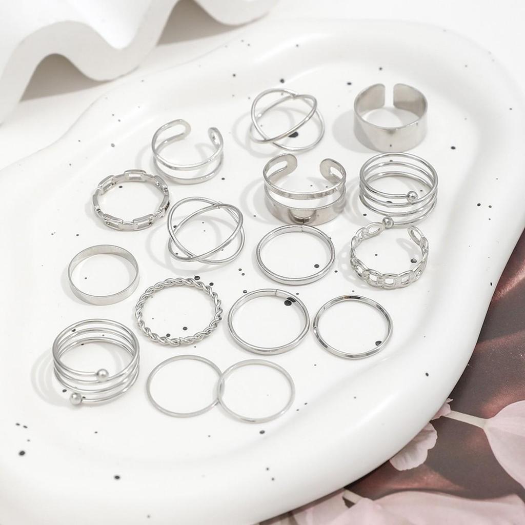 European & American Fashion Niche Design Luxe Plain Ring Set for Women