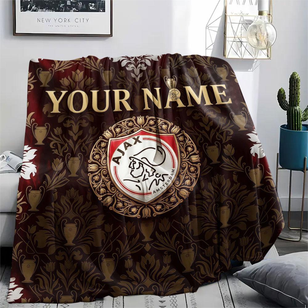 Custom Name,AFC Ajax Printed Flannel Blanket, soft throw for bedroom sofa, washable, Christmas present, great gift.