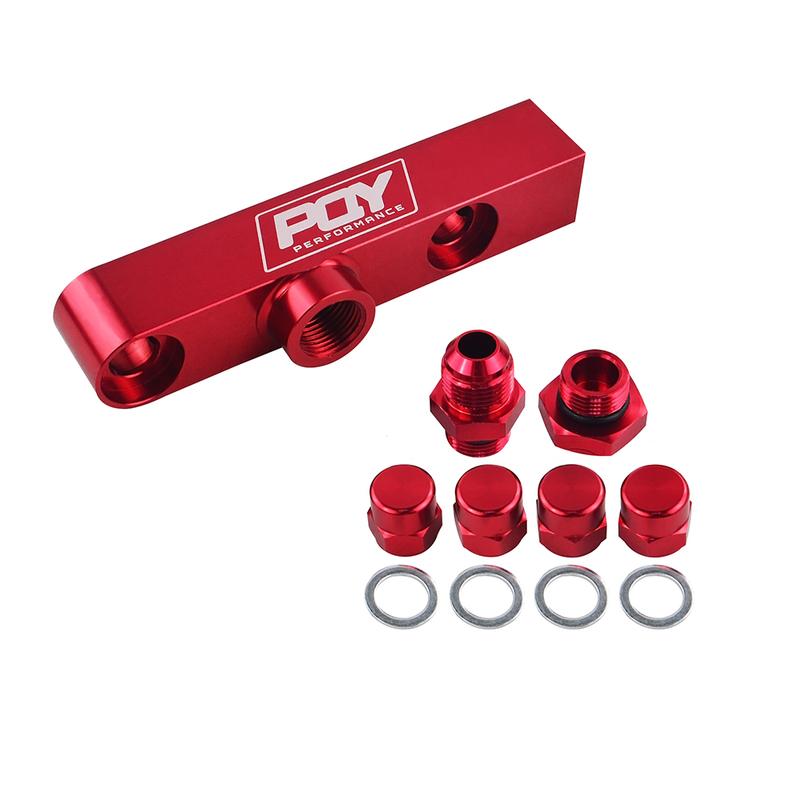 WLR - Twin Fuel Pump Bracket Billet Aluminium Assembly OUTLET Manifold In Black for 044 fuel pump With PQY Logo