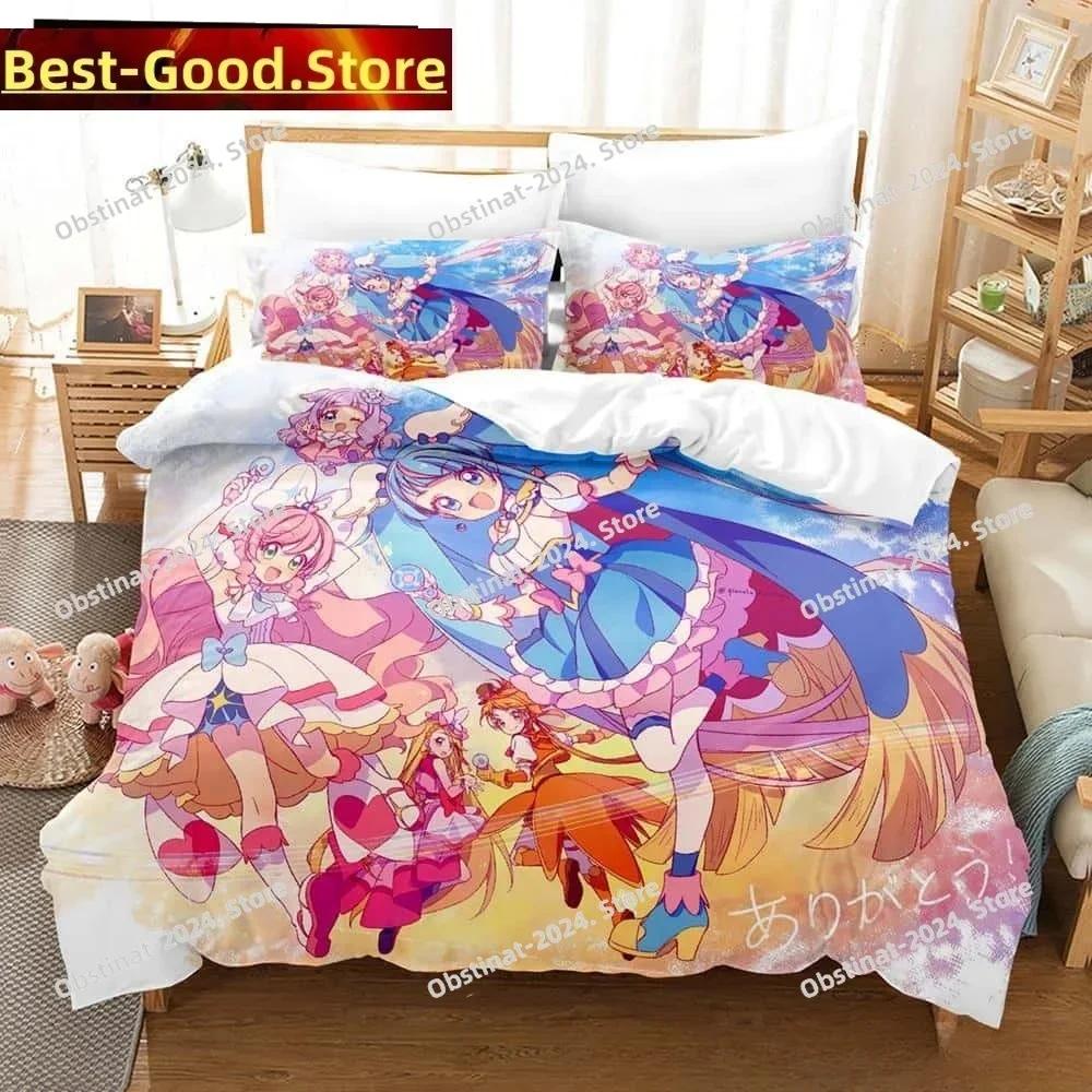 3D Kawaii Anime Hirogaru Sky! Pretty Cure Printed Bed Set Duvet Cover Pillowcase Bedding Set Linen Sheet Quilt Cover Full Size