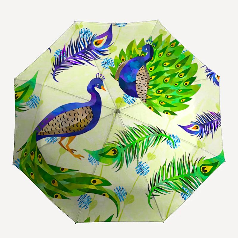 

1pc Peacock Pattern Automatic Open, Sturdy Iron Frame, Compact Folding Design, All-Season Portable Umbrella for Women & Men yy250801048