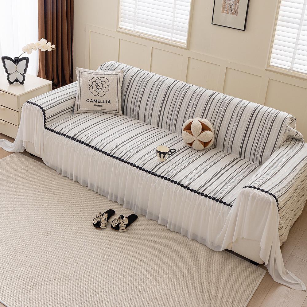 2025 Universal-Sofabezug aus Chenille: Rutschfest, Cremefarben, Vier Jahreszeiten, Einteilige Decke