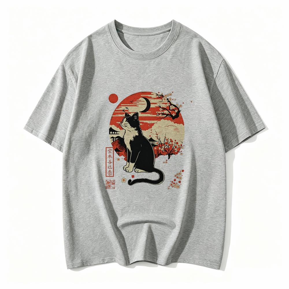 Cute Anime Cat Japanese Retro Fun Cat Pattern Tshirt Y2k Tshirt Unisexs Tshirt Summer Streetwear Graphic T Shirts Personality