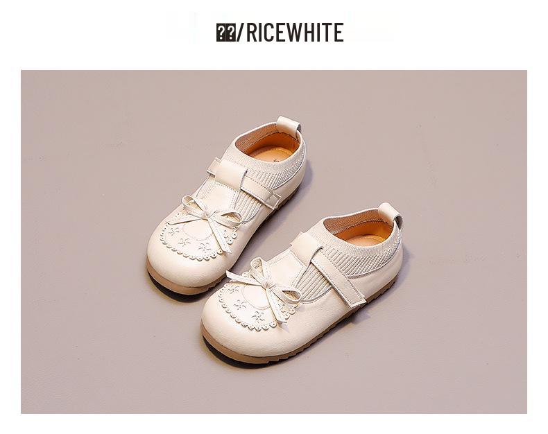 Wuma 2025 Girls' Princess Bow Shoes - New Spring/Fall Soft Sole Leather Flats