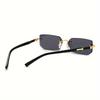 2pcs Rimless Fashion Glasses Trendy Cut Edge Fashion Glasses For Driving Travel Beach For Business Men