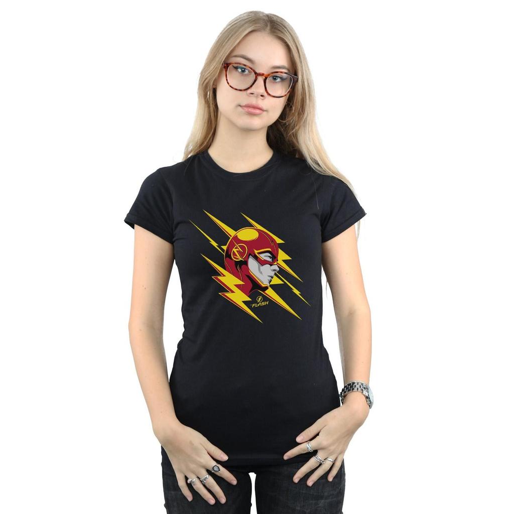 DC Comics Womens/Ladies The Flash Lightning Portrait Cotton T-Shirt