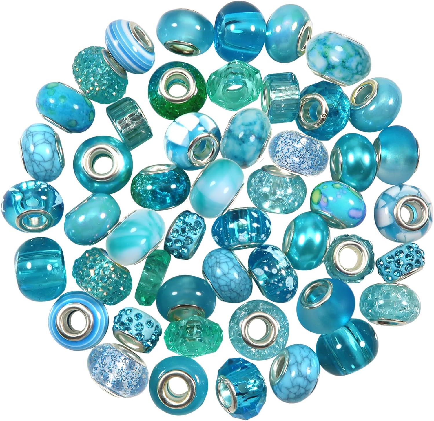 

12/25/50 шт. Ассорти из смоляных европейских бусин с большими отверстиями, разделительные бусины Lampwork, бусины со стразами для поделок, браслетов, украшений своими руками 25pcs синий