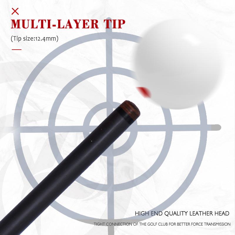 OKHEALING Carbon Fiber Pool Cue Black Technology Billiard Cue Sticks 12.4mm Tip Radial Pin Joint 147cm Length 19~20oz Weight, Red