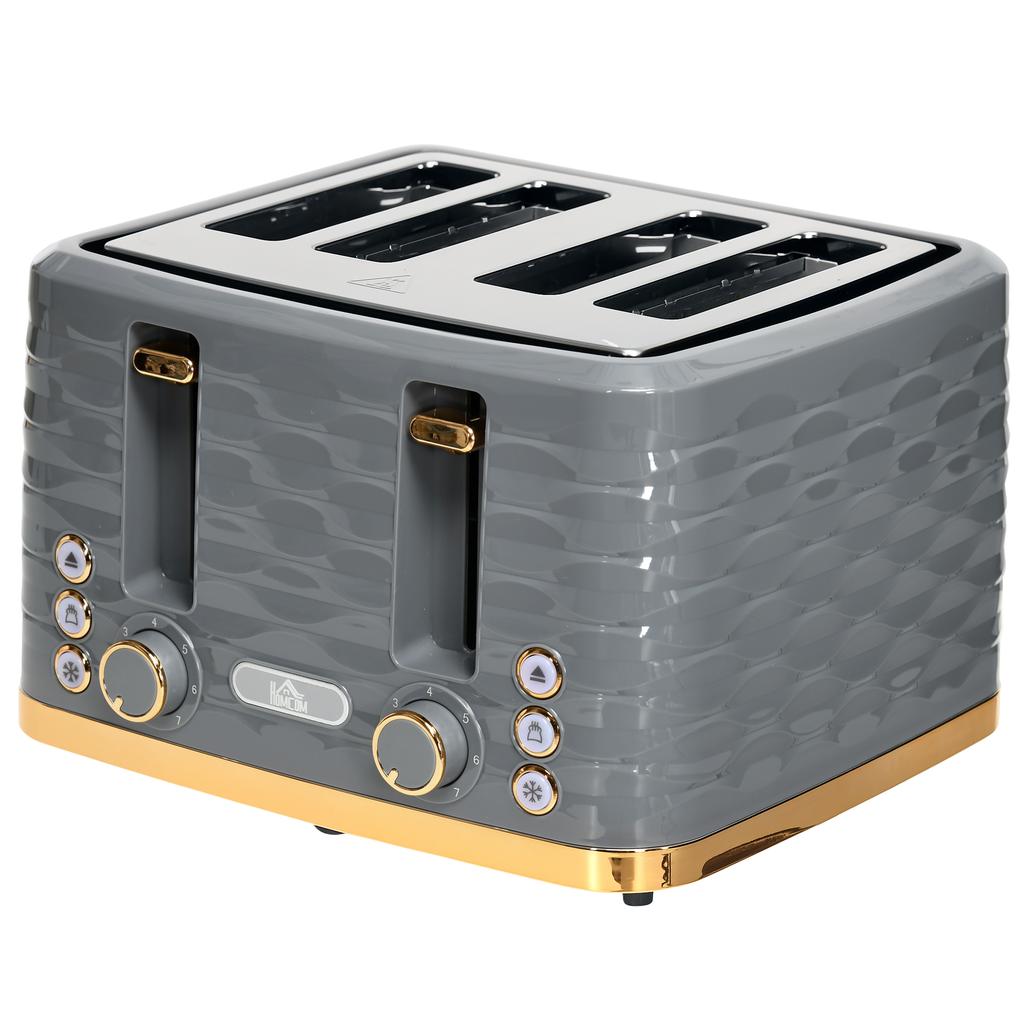 Four-Slice Rippled Toaster - Grey