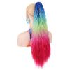 Ponytails Rainbow Ombre Gradient Color Long Curly Ponytail Hair Extension with Claw Instant Styling Hairpiece for Women