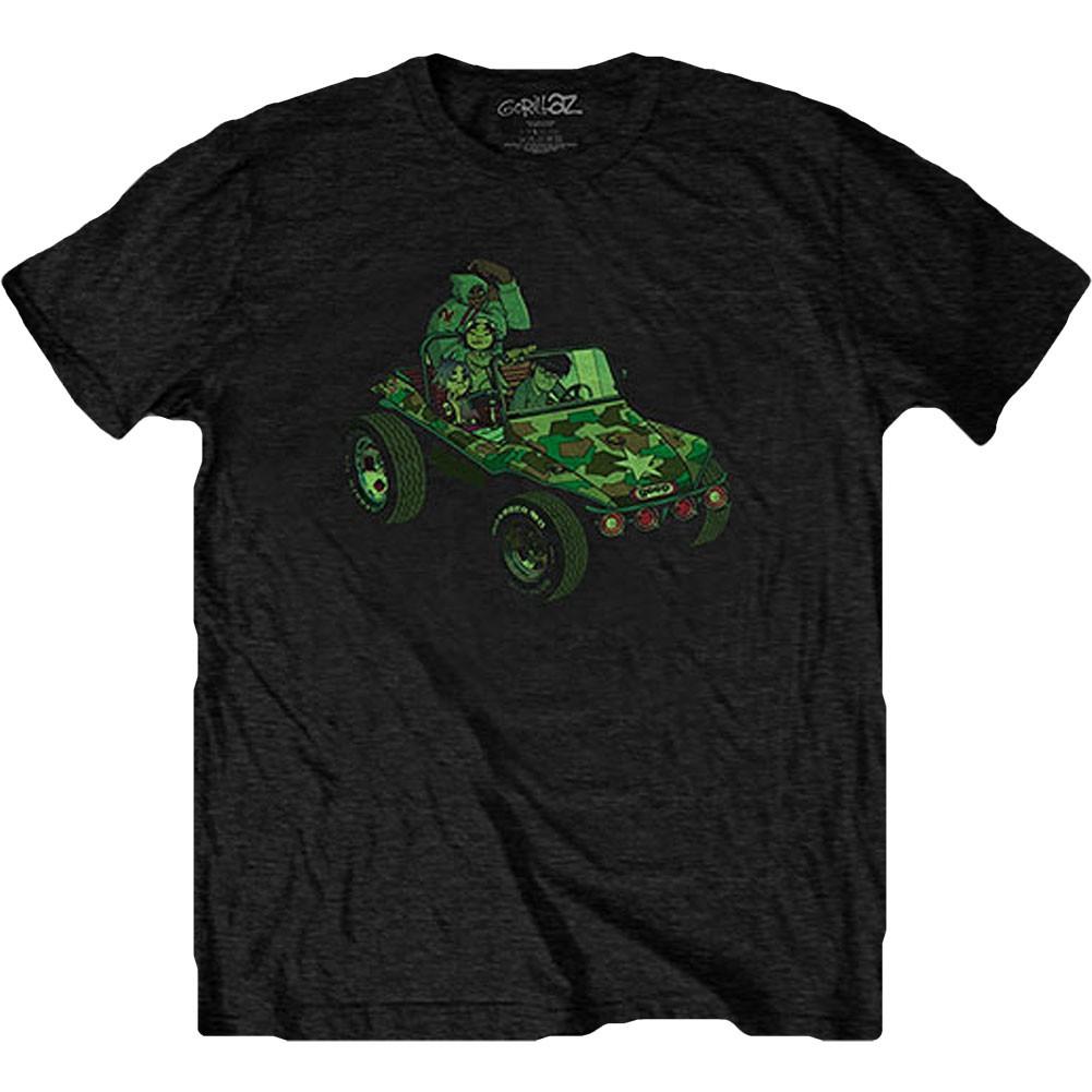 Men s Gorillaz Group Green Geep (Back Print) Slim Fit T-shirt Small Black XXXL