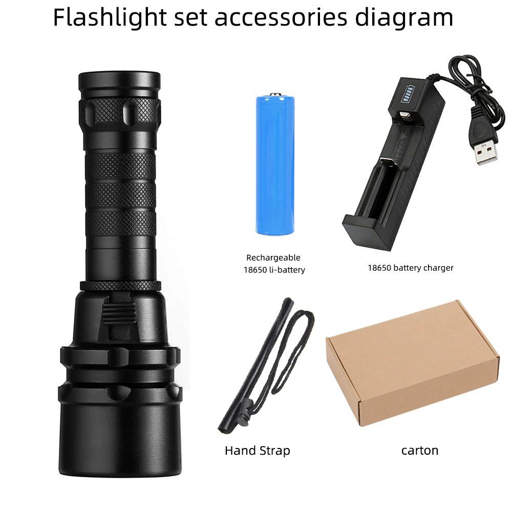 Powerful LED Diving Flashlight High Bright Professional Underwater Dive Torch IPX8 Waterproof Rating Lamp With Hand Rope