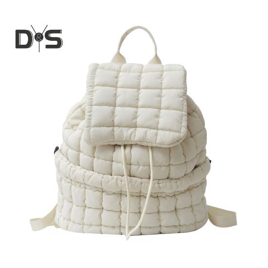 18L Quilted Backpack for Women Puffer Hiker Pack Top Flap Drawstring Backpack Padding Travel Cloud Gym Bag
