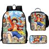 Cartoon One Piece 3Pcs Set, Lightweight Durable Children’s School Backpack with Lunch Bag Pencil Case, Best Gift for Boys Girls