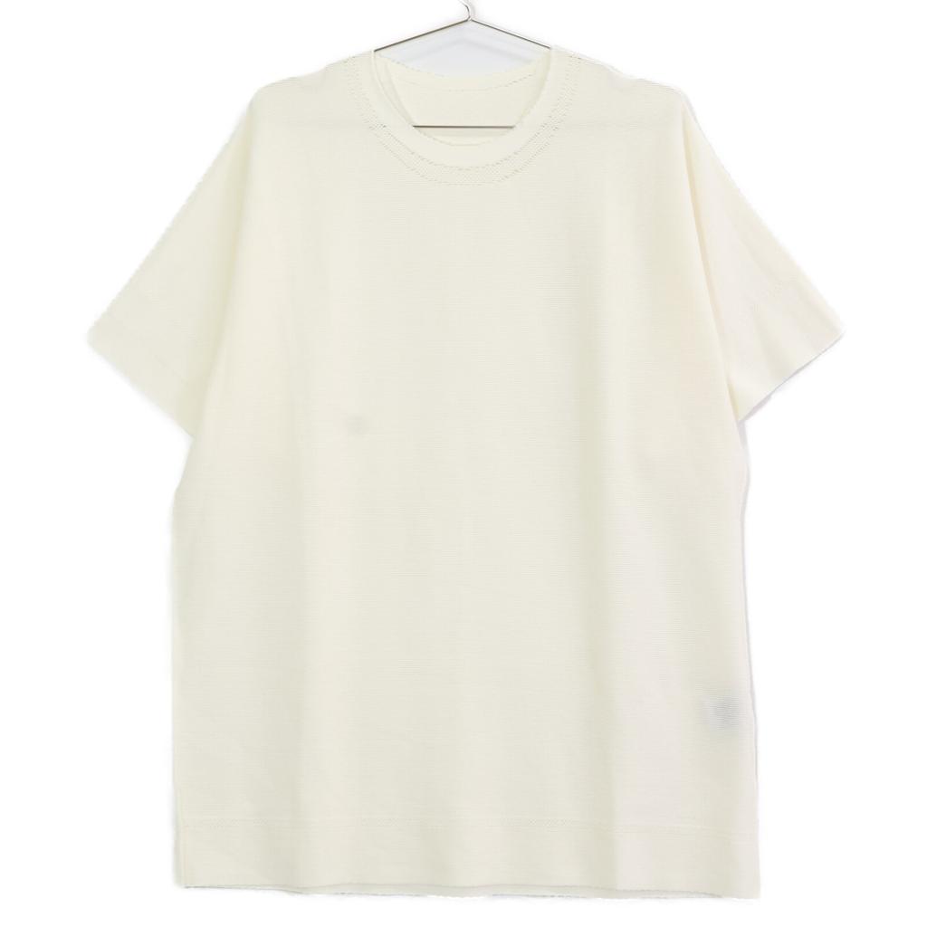 ISSEIMIYAKE A.POC AT11KK414 Branco Algodão x Nylon Manga Curta Design Tricô Pulôver tops 3 brancoUsado