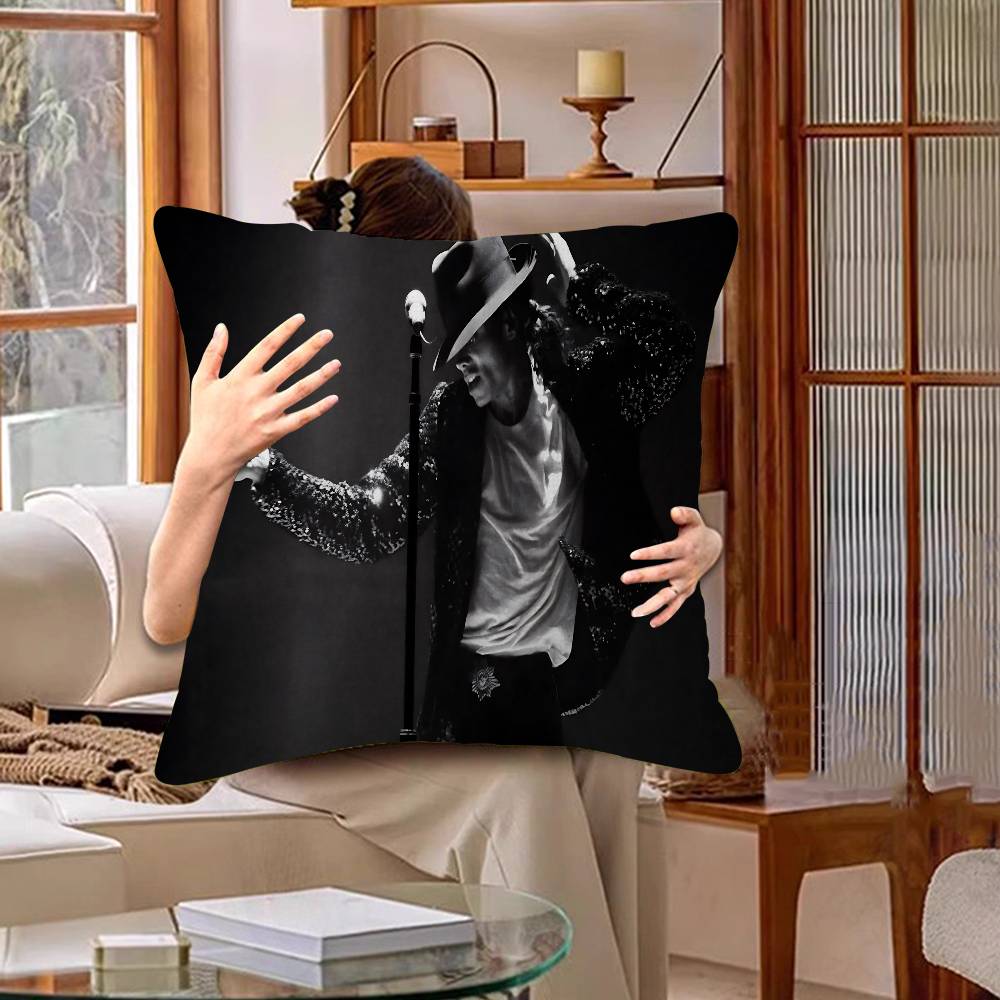 M-Michael J-Jackson New Pillow Covers Cartoon Sofa Decorative Home Double-sided Printing Short Plush Cute Cushion Cover