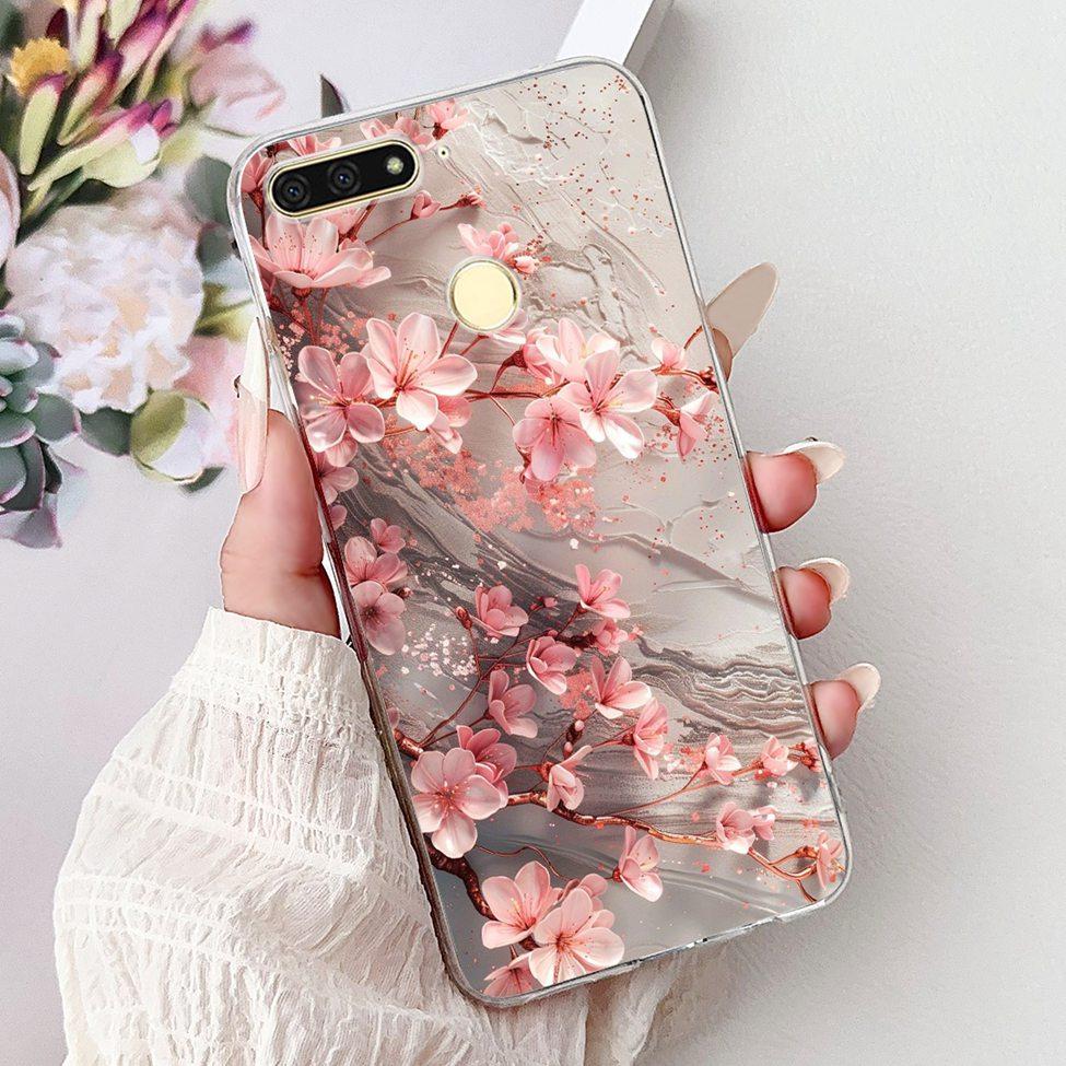 For Huawei Y6 Prime 2018 Case Clear Cute Fashion Flowers Luxury Painted Cover For Huawei Y6Prime 2018 Phone Case ATU-L42 ATU-L31