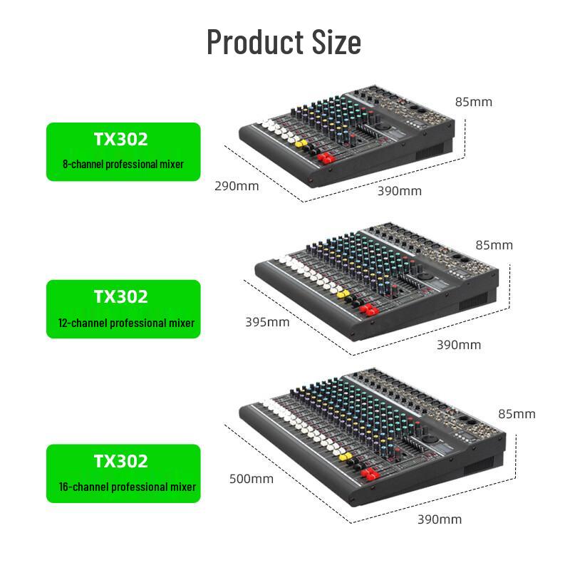 Weishu TX302 Professional Audio Mixer with Dual Screen (CN version)