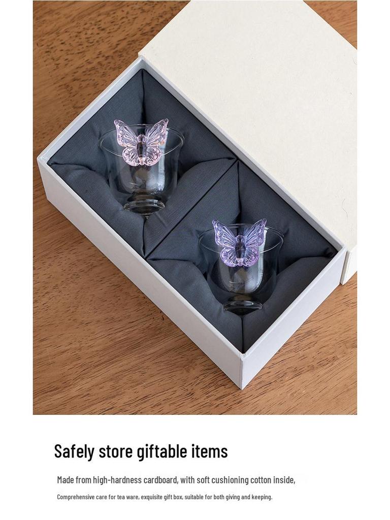 Xipei Magnesium Butterfly Dudu High Borosilicate Glass Tea Tasting Cup - Exquisite Women's Tea Ceremony Cup