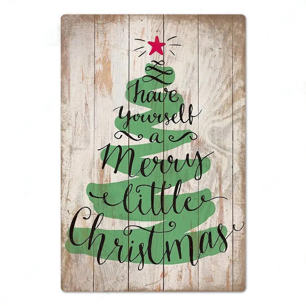 Vintage Tin Signs Merry Christmas Posters Decor Plaque Metal Plate Garden Wall Art Room Decoration New Years Gift