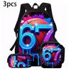 1/2/3/4/5PCS Numbered 6&7 Pattern Backpack Set | The Perfect Choice for School & Travel