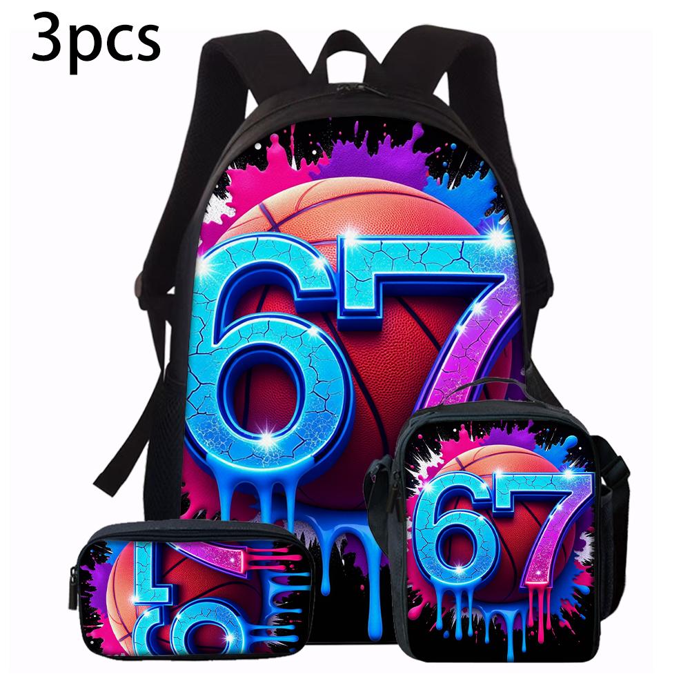 1/2/3/4/5PCS Numbered 6&7 Pattern Backpack Set | The Perfect Choice for School & Travel