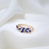 New Blue Natural Zircon Ring For Women Trendy  Rose Gold Leaf Ring Romantic Vintage Wedding Jewelry Fashion