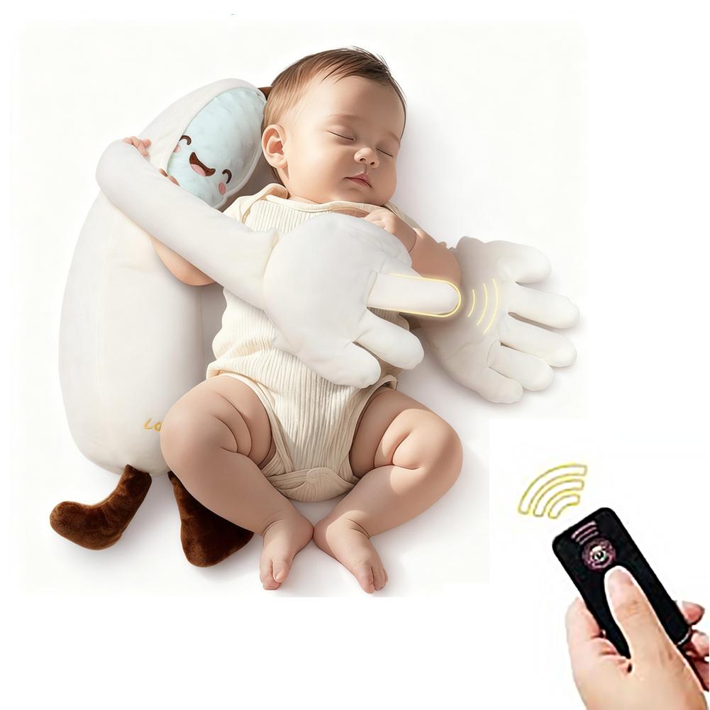 Baby Soothing Palm Pillow with Heartbeat Sound - Anti-Startle Sleep Aid Toy That Simulates Hugging & Back Patting