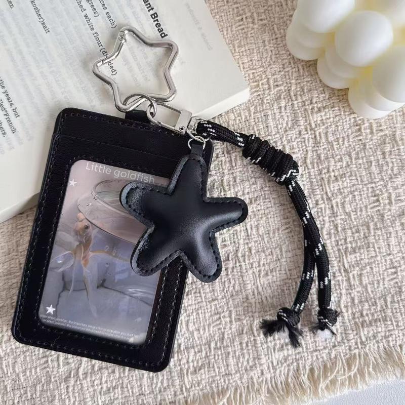 Portable INS Aesthetic Photocard Holder Y2K PU Leather Idol Photo Card Display Sleeve Pendant for Phone Hang