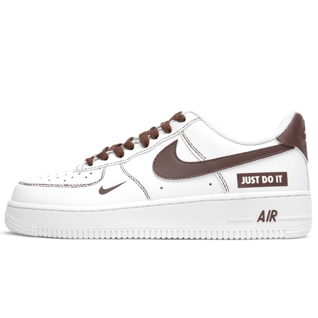 Nike Air Force 1 Slip Resistant Abrasion Resistant Low Top Skateboard Shoes Men's White Brown 315122-111(Team18-)