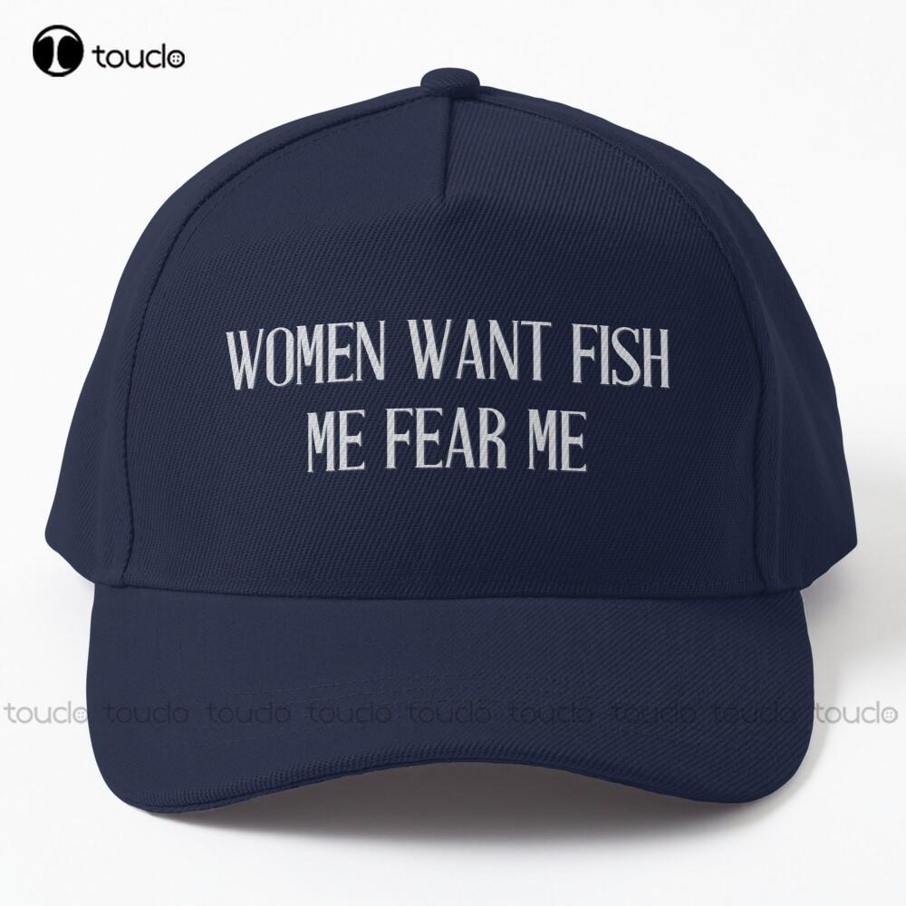 

Women Want Fish Me Fear Me Baseball Cap Sun Hats Cotton Denim Caps Hip Hop Trucker Hats Outdoor Simple Vintag Visor Casual Caps