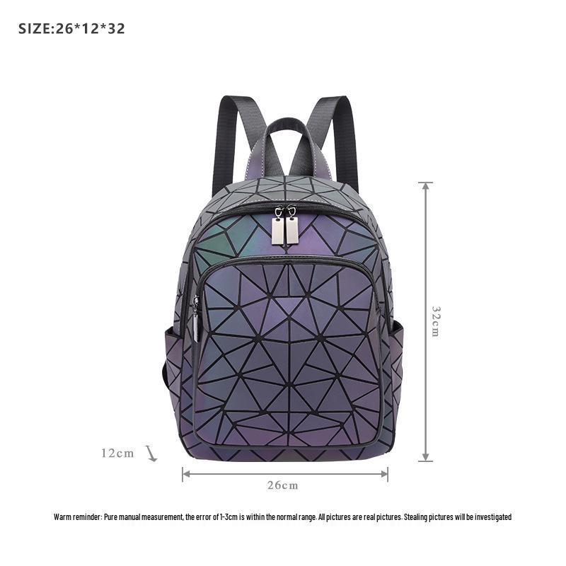 New Geometric Gradient Backpack - Large Capacity, Colorful Luminous Design for Travel and School 26x12x32 cm