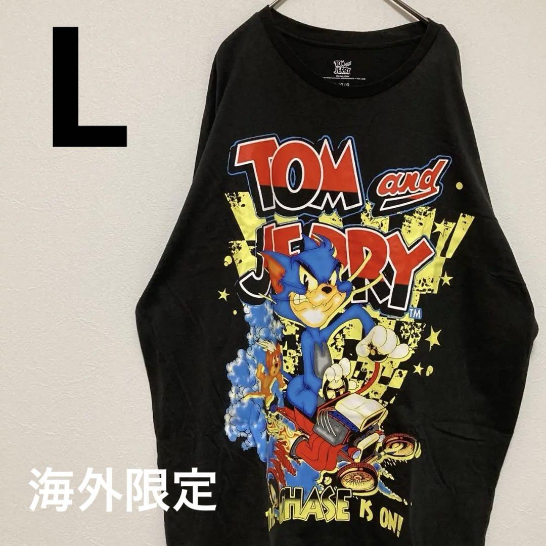 

[Б/У] Футболка с винтажным принтом Тома и Джерри черного цвета с большим принтом