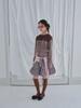 Mueum Two-Way Button Shirring Skirt (Purple Check)
