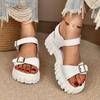 Fashion Thick Bottom Platform Sandals Breathable Fashion Round Toe Slip-On Shoes Comfortable Summer Shoes New Women Roman Style Sandals