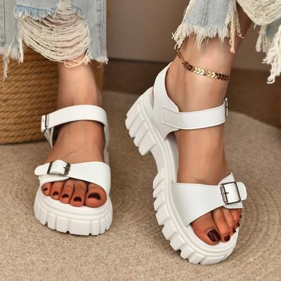Fashion Thick Bottom Platform Sandals Breathable Fashion Round Toe Slip-On Shoes Comfortable Summer Shoes New Women Roman Style Sandals