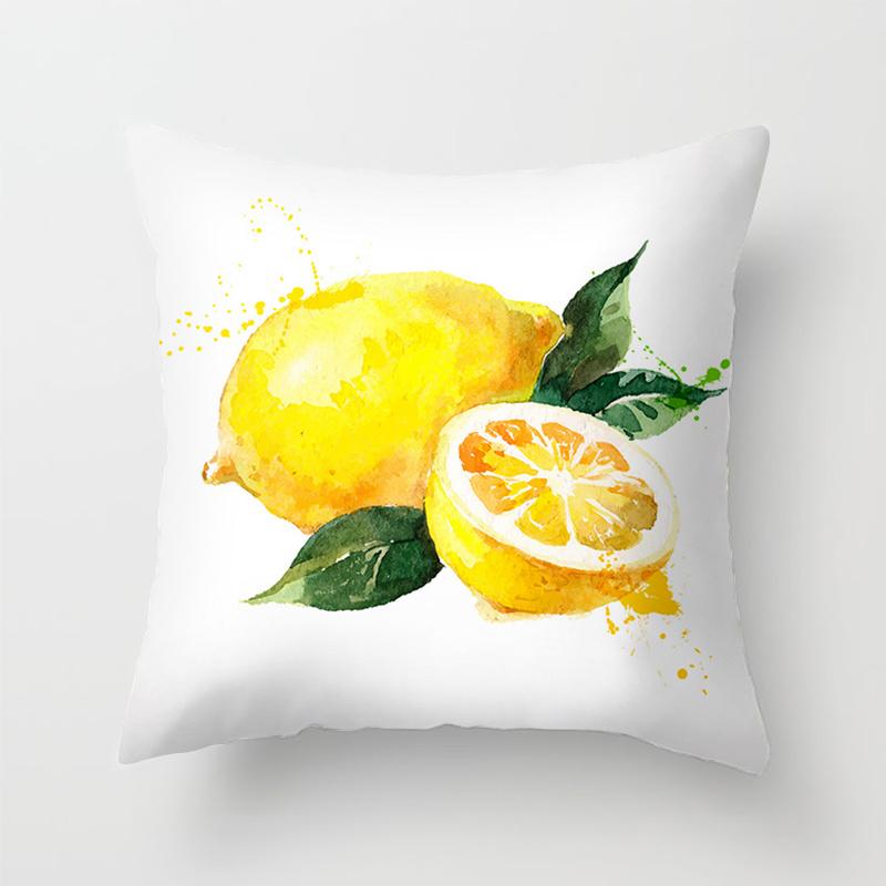 Home Decor Yellow Lemon Pattern Summer Cushion Cover Pillow Sofa Decorative