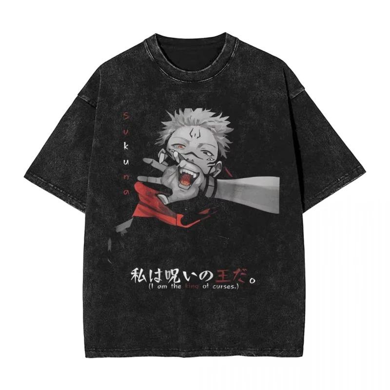 Jujutsu Kaisen Satoru Gojo Infinite Void Vintage Washed Oversized Black TShirt  Anime Fan Unisex Streetwear Tee S