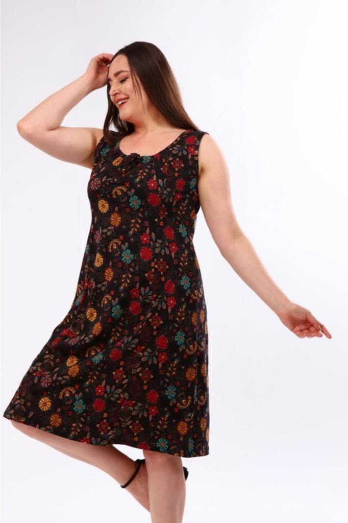 Women's Big Size Dress Thick Strap Sleeveless Cupped Cotton Combed Cotton Plus Size Dress