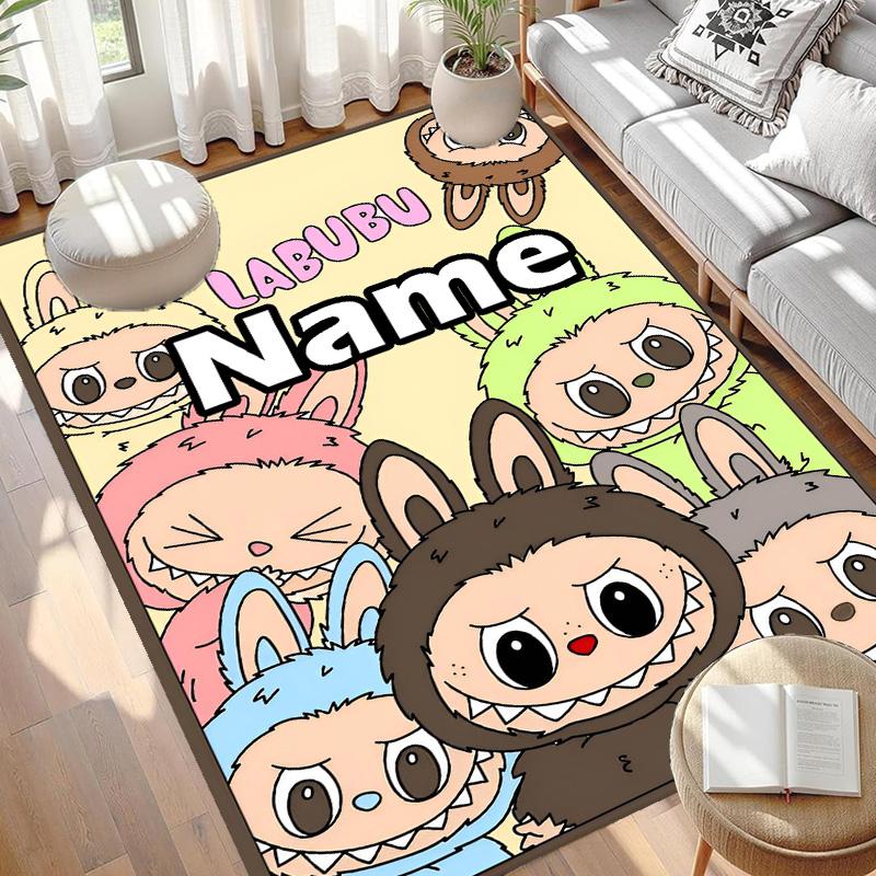 Custom Name Personalized Labubu Print Carpet, Versatile Home Decor Rug, for Playroom, Apartment, Balcony, Entryway, Hallway Gift