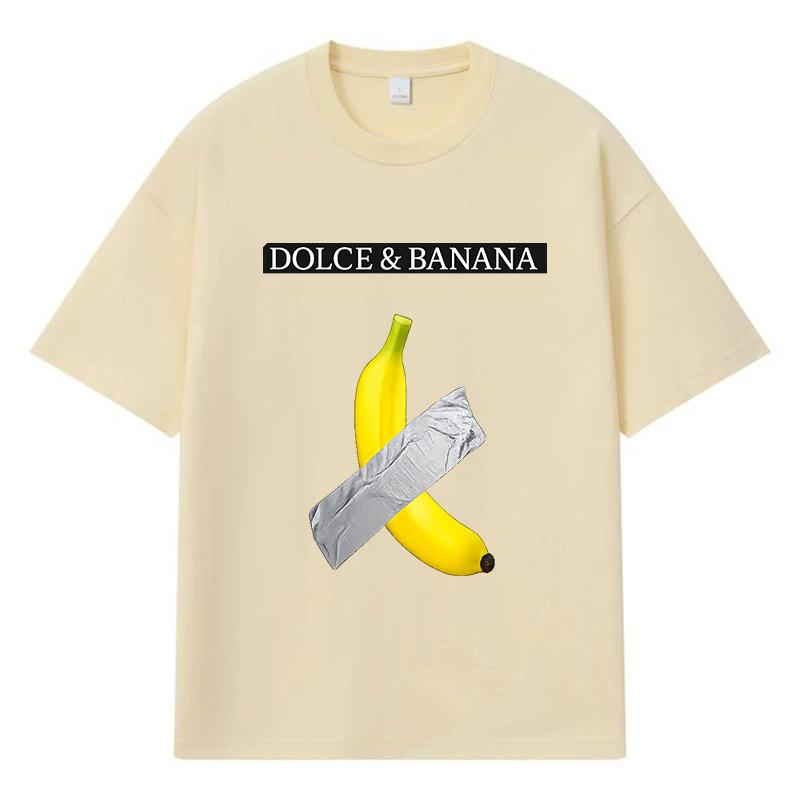 

2026 Banana Printed Graphic Y2k Harajuku Streetwear 100% Cotton T Shirt Casual Oversized Summer Men T-shirt XXXL хакі