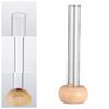 Glass Tube Vase with Wood Base Minimalist Flower Vase Single Stem Flower Vase for Flower Cuttings Home Table Centerpiece Office Desk