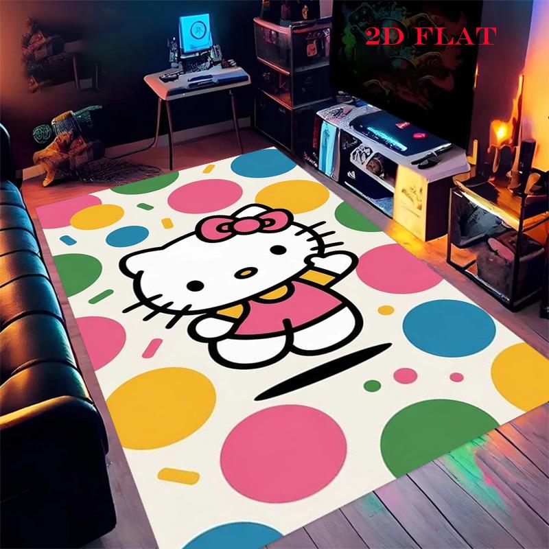 Hello Kitty Neon Stripes carpet Camping Trip Suitable For All Seasons Nap carpet Outdoor Plush carpet Bedroom