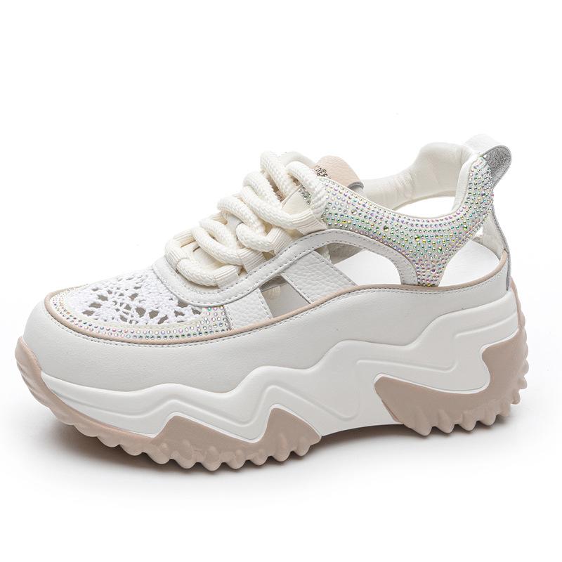 Leather platform dad shoes summer new comfortable hollow breathable sports and leisure sandals