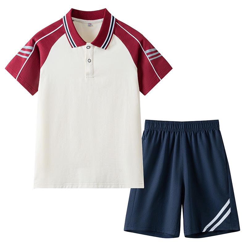 Summer Short-Sleeved Sports School Uniform Set for Students