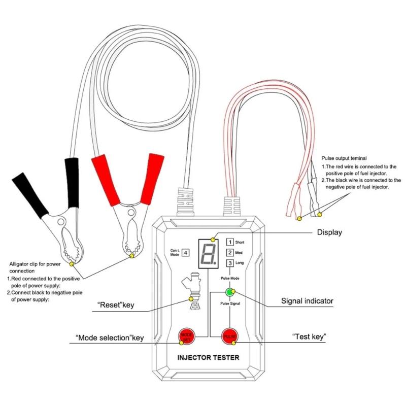 Automotive Oil Injector Diagnostic Equipment 8 Pulse Modes 4 Wire Double Channel Injector for Car Diagnosis Cleaning Tool