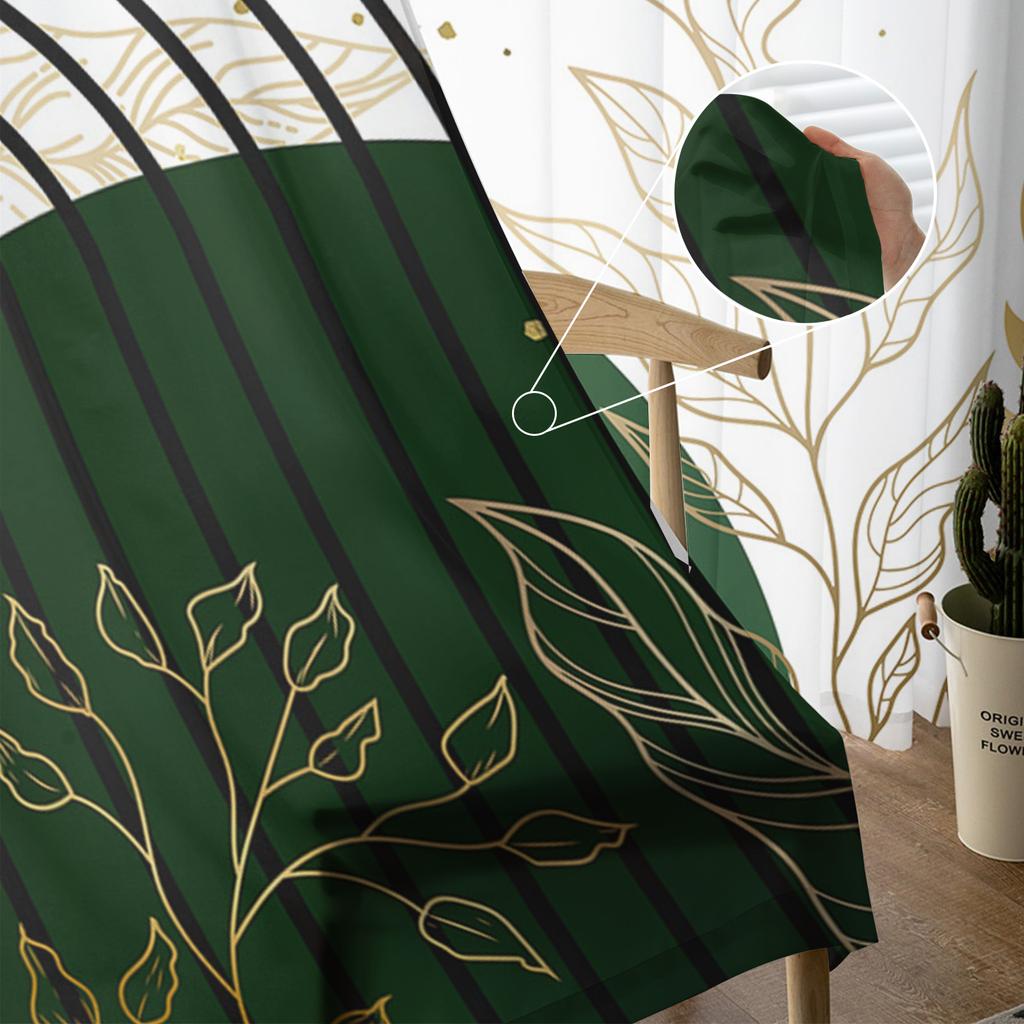 Bohemian Abstract Style Leaf Plant Bedroom Curtains Tulle Sheer Curtain Living Room Home Decor Voile Drapes