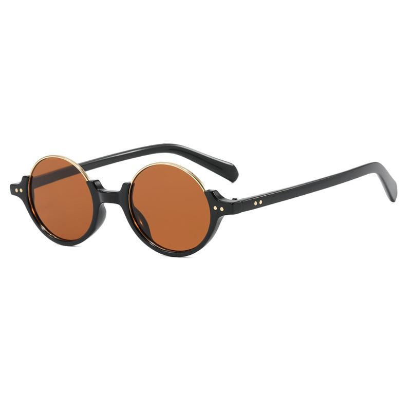 Half-frame round rice nail sunglasses, new trendy sunshades, sunglasses, UV-proof sunglasses